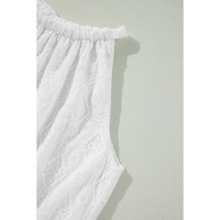 White Lace Sleeveless Knot Hollow Out Back Tied Waist Mini Dress - L thumbnail