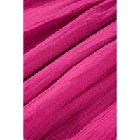 Pink Crinkled Colorblock Patchwork Flutter Tiered Mini Dress - L thumbnail