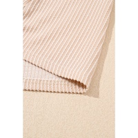 Parchment Corded Knit Crew Neck Puff Sleeve Shift Mini Dress - L thumbnail