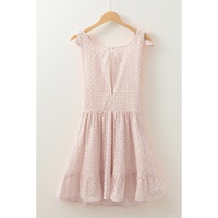 Delicacy Embroidered Eyelets Ruffled Hem Sleeveless Mini Dress - L thumbnail