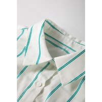 Mint Green St Patricks Striped Wide Short Sleeve Shift Mini Shirt Dress - L thumbnail