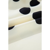 Beige Polka Dot Printed Surplice V Neck Puff Sleeve Mini Dress - L thumbnail