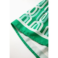 Bright Green Abstract Patterned V Neck Puff Short Sleeve Mini Dress - M thumbnail