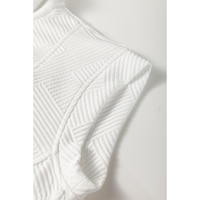 White Textured Half Zip Collared Cap Sleeve Mini Dress - M thumbnail