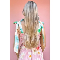 Pink Floral Print Knotted Shoulder Smocked Maxi Dress - L thumbnail