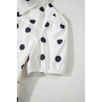 White Polka Dot Print Short Sleeve Collar Buttoned Tiered Babydoll Dress - XL thumbnail