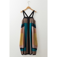Brown Retro Geometric Printed Y Back Sleeveless Dress - L thumbnail