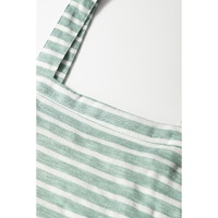 Green Stripe Shirred Frilled High Waist Sleeveless Loose Fit Maxi Dress - XL thumbnail
