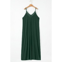 Duffel Green Spaghetti Straps Pocketed Slouchy Maxi Dress - L thumbnail