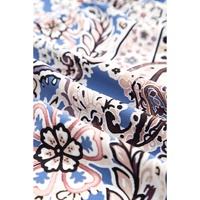 Blue Paisley Print Twist Detail Smocked Back Spaghetti Straps Long Dress - L thumbnail