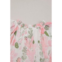Pink Floral Contrast Edge Layered Short Sleeve Mini Dress - L thumbnail