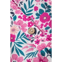 Pink Floral Collared Half Placket Short Sleeve Loose Dress - L thumbnail