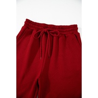 Red Dahlia Textured Loose Fit T Shirt and Drawstring Pants Set - M thumbnail