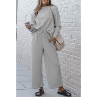 Gray Ultra Loose Textured 2pcs Slouchy Outfit - S thumbnail