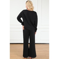 Black Ultra Loose Textured 2pcs Slouchy Outfit - L thumbnail