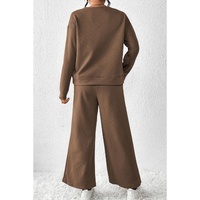 Dark Brown Ultra Loose Textured 2pcs Slouchy Outfit - M thumbnail