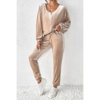 Parchment Velvet Zipped Top and Joggers Two Piece Set - XL thumbnail