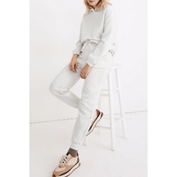White Quilted Hoodie and Sweatpants Two Piece Set - XL thumbnail