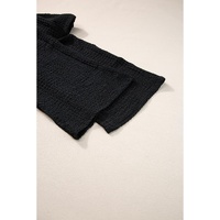 Black Crinkled U Neck Tank Top and Wide Leg Pants Set - L thumbnail