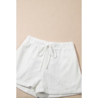 Beige Textured Knit Tank Top and Drawstring Shorts Set - XL thumbnail