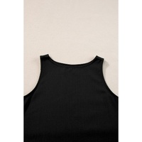 Black Ricrac Trim Tank Top Elastic Waist Shorts Set - S thumbnail