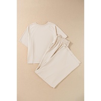 White Raw Hem Loose Tee and Wide Leg Pants Set - XL thumbnail