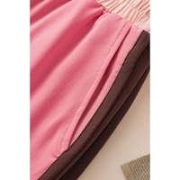 Peach Blossom Contrast Trim Cap Sleeve Tee Shorts Set - M thumbnail