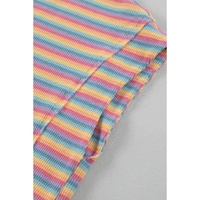 Pink Stripe Crew Neck Tee and Tasseled Drawstring Shorts Set - S thumbnail