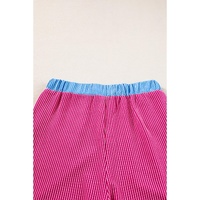 Bright Pink Corded Contrast Trim Sleeveless Top and Shorts Set - XL thumbnail