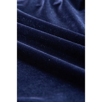 Navy Blue Solid Velvet Ruffled Two Piece Pants Set - M thumbnail