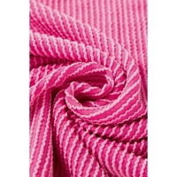 Strawberry Pink Corded Textured Long Sleeve Top and Shorts Set - M thumbnail