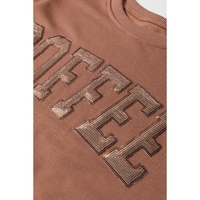 Straw Yellow Sequined COFFEE Loose Fit Sweatshirt and Shorts Set - XL thumbnail