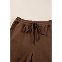 Coffee Solid Color High Low Pullover and Skinny Pants Set - M thumbnail