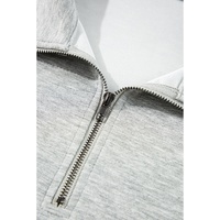 Light Grey Stand Neck Zipped Sweatshirt and Shorts Set - L thumbnail