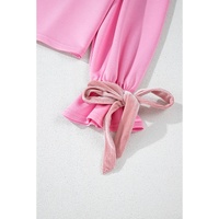 Bonbon Solid Color Drawstring Long Sleeve Top and Pants Set - L thumbnail