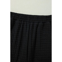 Color black Textured Knit Cap Sleeve T Shirt and Wide Leg Pants Set - XL thumbnail