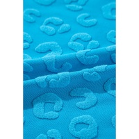 Blue Leopard Jacquard Short Sleeve Top and Wide Leg Pants Set - S thumbnail
