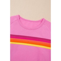 Bonbon Striped Accent Pullover and Shorts Two Piece Casual Set - M thumbnail