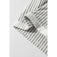 Gray Stripe Mixed Print Short Sleeve Top and Pocketed Shorts Set - M thumbnail