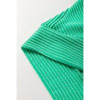 Bright Green Solid Corded Knit Short Sleeve T Shirt and Wide Leg Pants Set - XL thumbnail