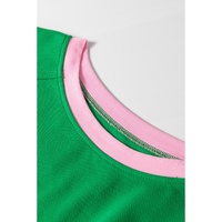 Bright Green Two Tone Contrast Textured Crewneck Tee and Shorts Set - L thumbnail