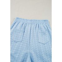 Beau Blue Textured Colorblock Edge Tank Top High Waist Pants Set - S thumbnail