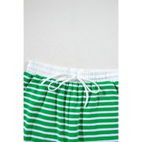 Dark Green Striped Cap Sleeve Tee and Shorts Set - M thumbnail