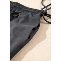 Dark Grey Drawstring Side Crewneck Tee and Loose Pants Set - S thumbnail
