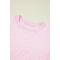 Pink Bow Jacquard Ruffle Sleeve Short 2pcs Outfit - L thumbnail