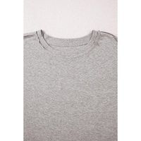 Gray Solid Color Loose Tee 2 Piece Shorts Set - L thumbnail