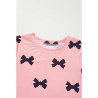 Pink Bow Printed Short 2pcs Lounge Set - S thumbnail