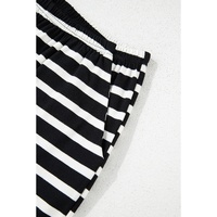 Black White Striped Short Sleeve Top and Shorts Set - M thumbnail