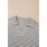 Black Stripe V Neck Tee and Casual Short Set - L thumbnail