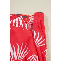 Red Floral Shirred Off Shoulder Crop Top and Slit Maxi Skirt Set - M thumbnail